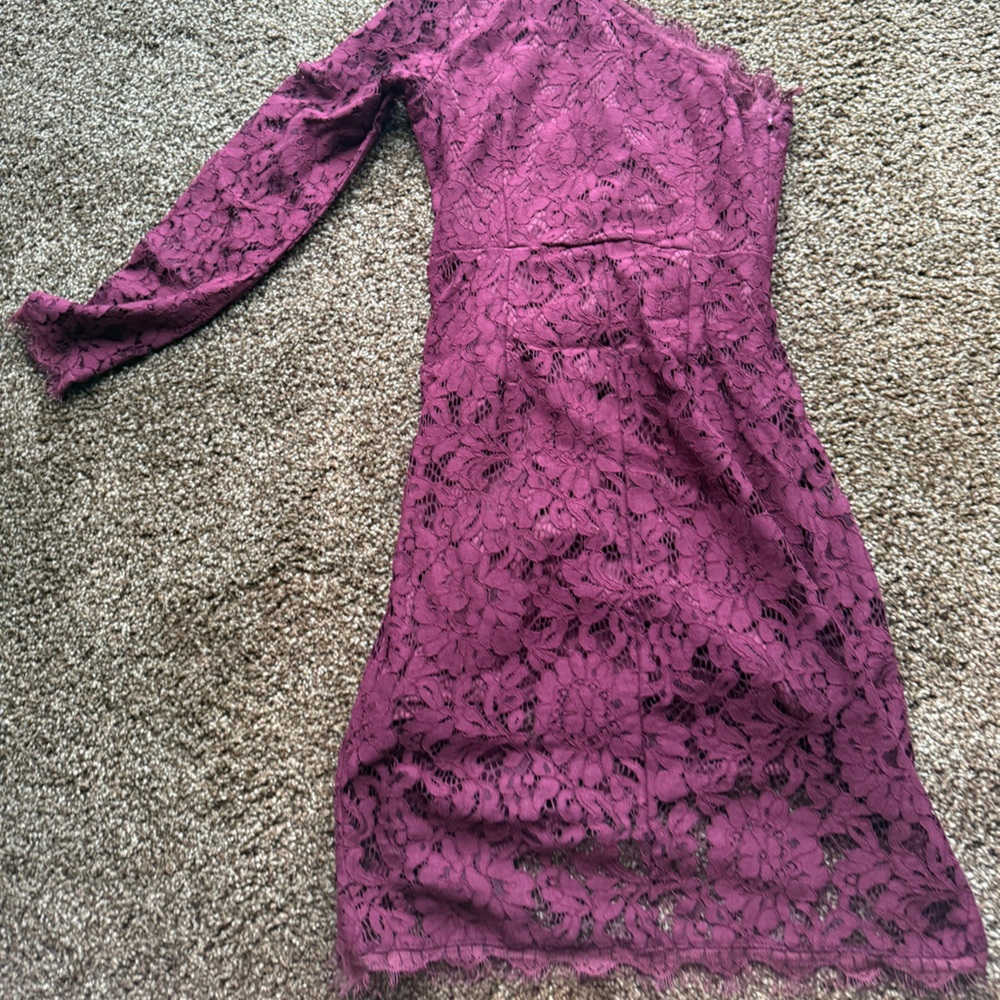 Charlotte Russe Burgundy Lace One-Shoulder Dress - Picture 5 of 5